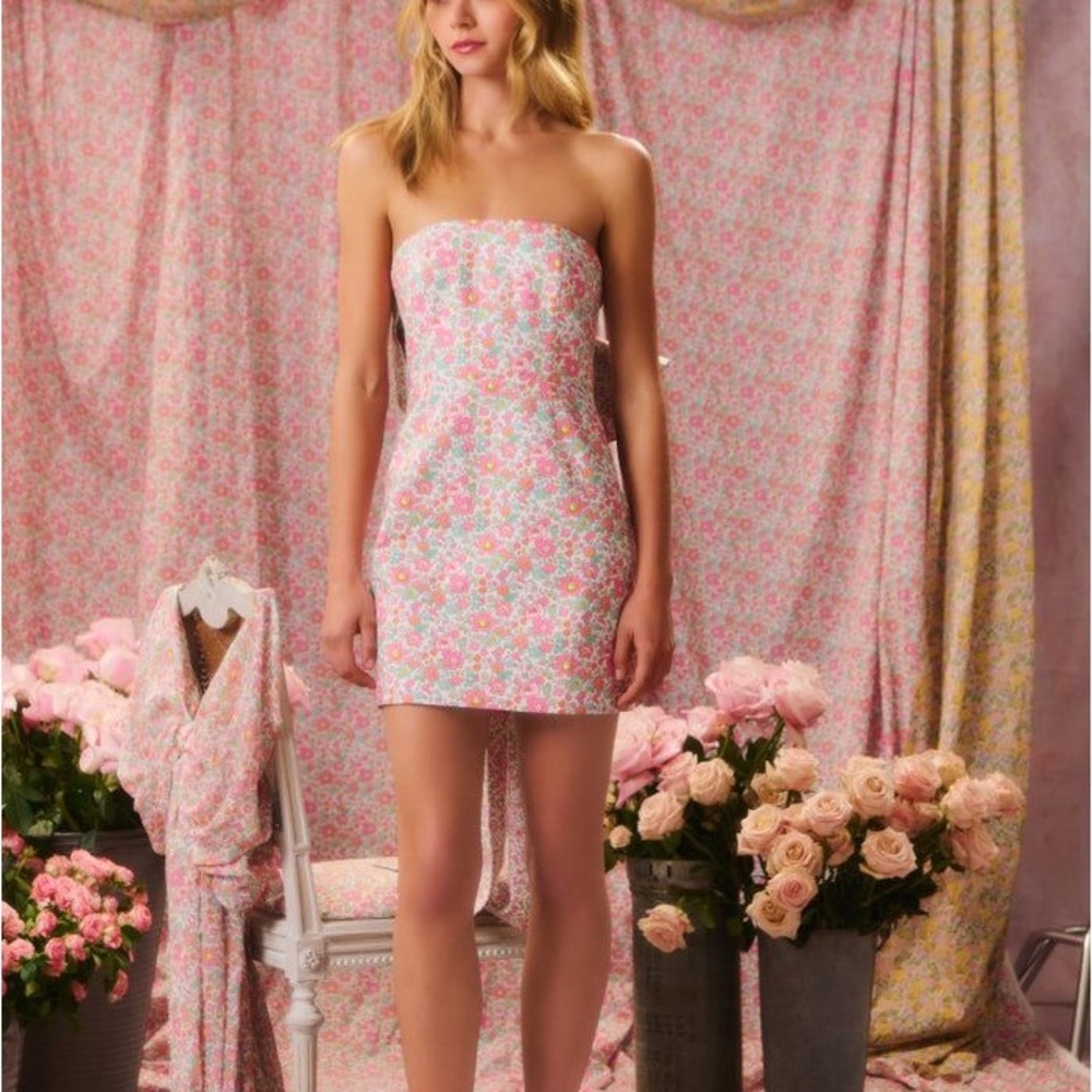 Loveshack Fancy Rhoswen Liberty Fabric Bow Mini Dress